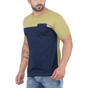 Men's Solid <b>T</b>-<b>Shirt</b> Short Sleeve O-Neck Regular Fit Polyester/Cotton Knitted Casual Anti-Pilling Custom Logo <b>Pocket</b> Front - Product Image 2