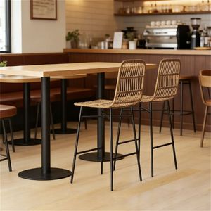 Set di sgabelli da bar e sedie da pranzo in rattan marrone, un'unità con due barre - Product Image 4