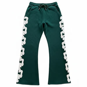Pantalon de survêtement large pour homme, personnalisé, avec imprimé géométrique et lettres, taille mi-haute avec cordon de serrage, décontracté, 100 % polyester - Product Image 3