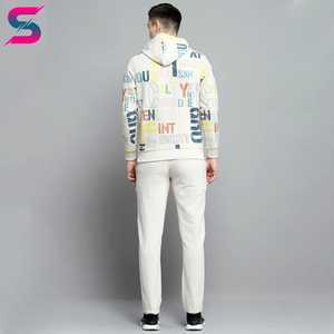 Regular Fit With Side Pocket Letter Printed Full Sleeves Men Causal Wear Breathable Lightweight Polyester Cotton Tracksuits - Product Image 3