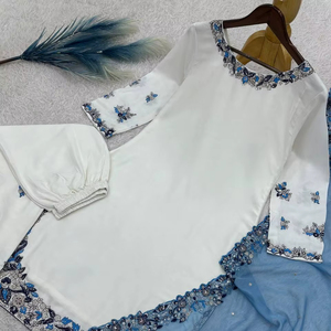 presernting New Ready To Wear Spacial Fancy Design Heavy Embroidery And Sequence Work <b>Top</b> - Palazzo With Dupatta - Product Image 1