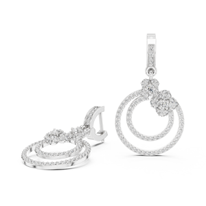 Luxury Trendy IGI Certified <b>Silver</b> Circle Diamond <b>Drop</b> <b>Earrings</b> Womens Wedding Engagement Anniversary Gift Fine Jewelry - Product Image 2