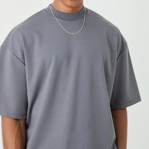 Custom T Shirt Men's 100% Cotton 300 Grams Oversized <b>Tshirt</b> Heavyweight Drop Shoulder Extended Rib Neck Streetwear <b>Plain</b> T-shirt - Product Image 3