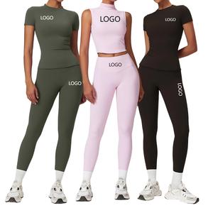 Conjunto de Yoga y Pilates Reversible y Transpirable para Mujer, Tallas Grandes, Ropa Deportiva con Logotipo Frontal y Cintura Elástica de Cuatro Vías - Product Image 1