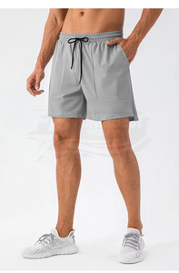 High Quality Men Shorts Sports Shorts <b>Elastic</b> Waist Drawstring Pockets 100% Polyester Woven Fabric Mid Length Casual Style - Product Image 6