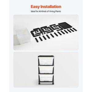 Carrello Portaoggetti in Plastica a 3 Cassetti con Ruote, Organizzatore per Armadio e Cassettiera - Product Image 6