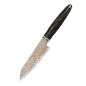 Couteau de chef artisanal en cuivre à motif damas pour cuisine extérieure, avec poignée confortable pour la randonnée et la cuisine en pique-nique - Product Image 1