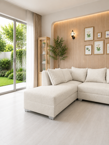 Sofá Seccional Moderno en Forma de L, Color Marfil, con Patas Metálicas y Respaldo Acolchado, para Sala de Estar, Villa, Sofá de Gran Tamaño, Fabricante de Sofás - Product Image 4