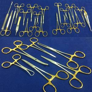 Manual <b>Titanium</b> Surgical Instruments Set Gold Handle 21-Piece Pack for Feline Spay Basis of Surgical Tools by Blush Surgical - Product Image 1