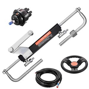 Kit Sistema di Sterzo Idraulico Fuoribordo per Imbarcazioni Marine da 90 CV con Volante da 13,5 Pollici e Pompa Timone per Scafo in Alluminio - Product Image 1