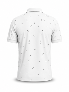 เสื้อเชิ้ตแขนสั้นสีขาวสำหรับผู้ชาย ปักโลโก้ด้านหน้า สไตล์ลำลอง ผ้าถักโพลีเอสเตอร์/คอตตอน ระบายอากาศได้ดี - Product Image 3
