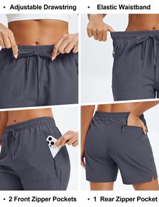 Women's Quick Dry Athletic Shorts Solid Colour With Drawstring <b>Elastic</b> Waist Sporty Golf Running Workout Outdoor Active Wear - Product Image 5