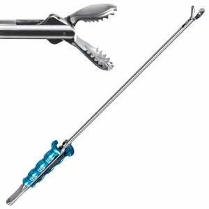 Forceps russes de qualité supérieure, courbés à gauche, tige ovale de 5 mm, pointes dentelées, longueur de travail de 25 cm, longueur totale de 35 cm – ZETOMEDPRO - Product Image 1