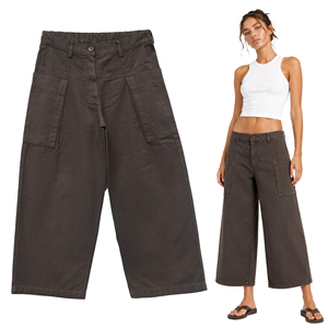 Pantalon décontracté pour femme Master Textile, 100 % coton, écologique, respirant, coupe ample, taille mi-haute, jambe large, poches plaquées, taille élastique - Product Image 1