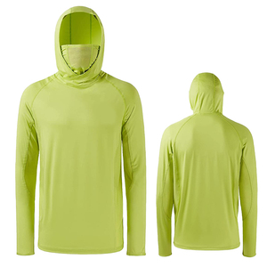 Camiseta de Pesca con Capucha de Manga Larga Unisex, Absorbe la Humedad, Secado Rápido, Protección UV, Color Verde Sólido, para Adultos - Product Image 1