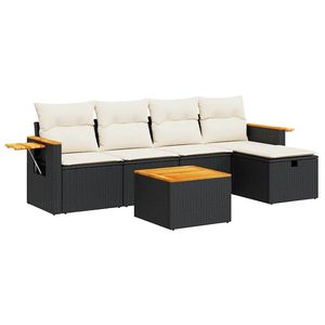 Black Rattan <b>Garden</b> <b>Sofa</b> Set With Storage 4 Seater Outdoor Furniture Contemporary Design - Product Image 2