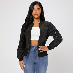 Blouson Bomber en Coton pour Femme de Haute Qualité, Coupe Oversize Courte, Style Aviateur Uni, Imperméable, Hiver, Streetwear Tendance, Vente en Gros - Product Image 6
