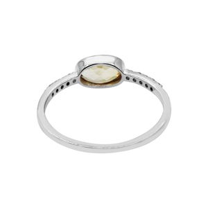 Anillo de Plata de Ley 925 al por Mayor con Zafiro Amarillo Ovalado Natural y Acentos de Diamantes, Joyas Memoria - Product Image 3