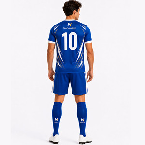 Conjunto de Camiseta de Fútbol para Hombre Nofyan OEM/ODM, Azul y Blanco Sublimado, Manga Corta, Uniforme de Fútbol para Adultos, Corte Regular - Product Image 1
