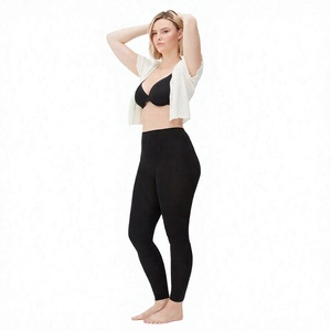 Leggings noirs unis taille haute pour femmes, longueur intégrale, tricotés, extensibles, respirants, confortables, style basique toutes saisons - Product Image 4