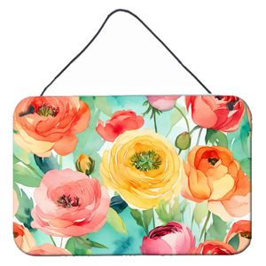 Panneau en métal aluminium multicolore Nouvelle aquarelle Renoncule Porte Imprimés suspendus pour Cuisine Bar Mural Salle de Bain-Décoration intérieure 8HX12W - Product Image 1