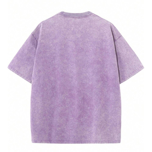 เสื้อยืดโอเวอร์ไซส์สไตล์วินเทจสำหรับฤดูร้อน ล้างสีแบบแอซิดวอช สำหรับผู้ชายและผู้หญิง มีตัวเลือกสำหรับแบรนด์ส่วนตัว แขนสั้น ลายเรียบ - Product Image 1