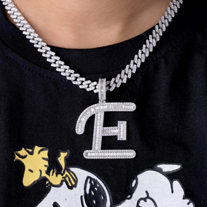 Moissanite <b>Initial</b> T Pendant Iced Out Hip Hop Luxury Statement <b>Necklace</b> Custom Letter Jewelry For Men - Product Image 4