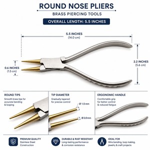 Pince à bec rond en laiton, outils de perçage, outil de fabrication de bijoux sans rayures ZetomedPro - Product Image 3