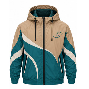 Windbreaker <b>Jacket</b> for <b>Men</b> Water Resistant <b>Lightweight</b> Outdoor Sports Full Zip Hooded Activewear Factory Direct OEM Manufacturer - Product Image 1