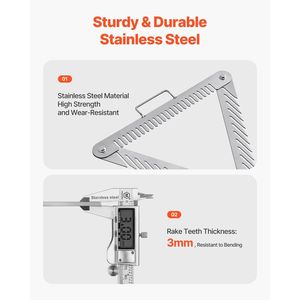 Rastrello per Erbacce da Laghetto Portatile e Pieghevole da 24 Pollici, a 3 Lati, con Manico in Acciaio Inossidabile, Strumenti e Accessori per la Pulizia di Piscine - Product Image 5