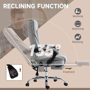 Poltrona Direzionale da Ufficio Riscaldata con Massaggio, Reclinabile, con Altezza Regolabile e Poggiapiedi, Base in Nylon, Sedia da Capo - Product Image 6