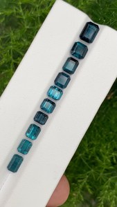 Pierre précieuse de tourmaline bleue taille émeraude, pierre naturelle non montée, tourmaline facettée pour la fabrication de bijoux, vente en gros - Product Image 1