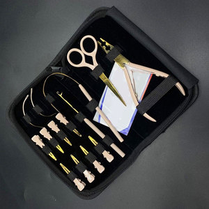 Kit d'outils pour extensions de cheveux, or et crème, outil boucle et crochet, kit d'outils pour extensions de cheveux en trame, kit de pinces professionnelles pour extensions de cheveux - Product Image 4