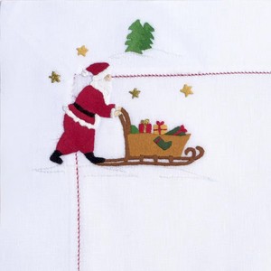 Ensemble de napperons et serviettes de Noël personnalisés en lin fin 100 % lavable en machine, broderie Quang Thanh Père Noël, vente en gros - Product Image 3