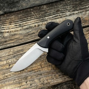 Cuchillo EDC de hoja fija de acero J2, hecho a mano, personalizado, OEM, con mango de micarta negra, para bushcraft y caza, con funda de cuero tipo pancake. - Product Image 4