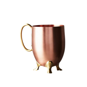 Vintage Design Solid Copper Beer Tankard with Stylish Metal Handle Food Safe Lacquered <b>Footed</b> Copper <b>Mug</b> for Cocktails Water - Product Image 1