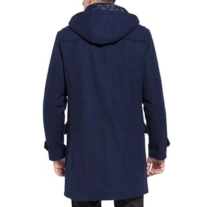 Abrigo de Lana Azul Marino para Hombre con Capucha, Chaqueta Larga Informal de Invierno con Forro Grueso de Algodón y Cierre de Botones - Product Image 2