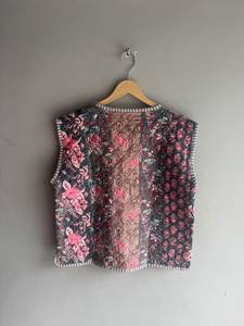 Gilet en coton imprimé floral pour femme, col en V, sans manches, style blazer, décontracté, ouvert sur le devant, poches plaquées, longueur standard, CADEAU POUR ELLE - Product Image 6