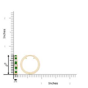 14Kt Yellow Gold Emerald Diamond Huggie Hoop Earrings Channel <b>Set</b> Green Emerald Fine Jewelry Luxury Gift for Women - Product Image 2