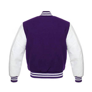Veste de sport violette pour homme avec manches blanches, col rabattu, fermeture à boutons, style preppy, vêtement d'automne - Product Image 4