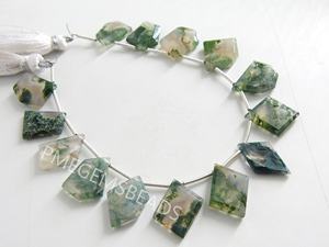 Agate mousse verte Briolette perles de pierre à facettes bijoux de forme fantaisie avec cabane Pantagon trapézoïdale Marquise couronne coupe larme - Product Image 3