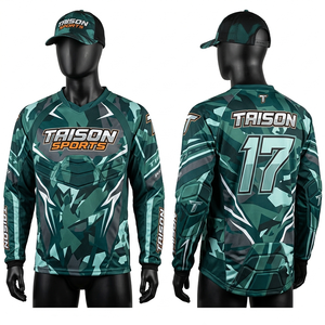 Camiseta de paintball para hombre, 150 GSM, poliéster transpirable, absorbe la humedad, azul claro con paneles azul marino, sublimación, logotipo personalizado, ajuste duradero. - Product Image 5