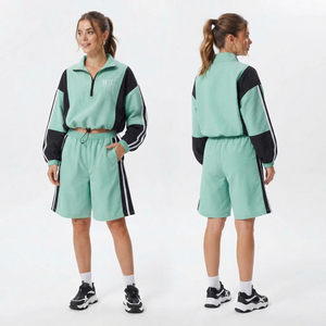 Conjunto de Chaqueta Cortavientos con Cuello Camisero y Pantalones Cortos Holgados para Mujer, Ligero, de Nailon, Impermeable - Product Image 4