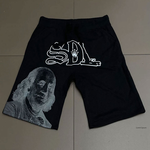 Men's <b>Black</b> Cotton Eco-friendly Streetwear Shorts Midweight Flat Front Drawstring Closure Casual Summer Wear - Product Image 1