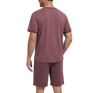 Conjunto de Camiseta y Pantalones Cortos de Verano para Hombre, Tallas Grandes, Ecológico, de Alta Calidad, Color Sólido, Cuello Redondo, Manga Corta - Product Image 3