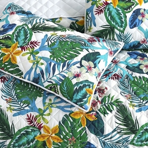 Juego de Cubrecamas Tropicales de 3 Piezas, Diseño Sólido con Pespunte en Diamante, Mezcla de Algodón T-150, Ropa de Cama para Toda Temporada, Uso Doméstico, Estilo Duradero - Product Image 3