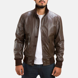 2026 Fashion Trend Men's Genuine Cowhide Leather <b>Jacket</b> Waterproof Breathable Anti-Uv <b>Mandarin</b> <b>Collar</b> Bomber <b>Jacket</b> Manufacturer - Product Image 5