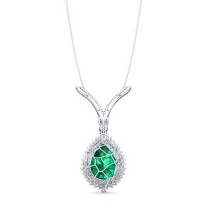 REYES Precio al por Mayor Collares con Colgante de Plata de Ley 925 y Moissanita, Corte Pera, Gema Esmeralda, Joyería Fina para Mujer - Product Image 4