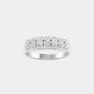 Bague de mariage empilable en or 14K avec 5 pierres de diamant de laboratoire rondes brillantes de 1,00 carat, sertie pavé VVS VS DEF, pour anniversaire - Product Image 2