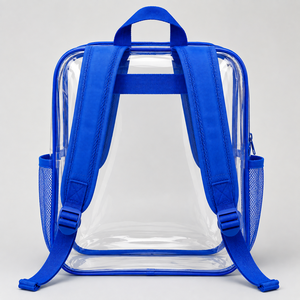 Sac à dos en PVC transparent personnalisé en gros |   Sac à dos scolaire transparent pour le sport avec poche latérale en mesh et impression de logo |   20-36L Imperméable - Product Image 4
